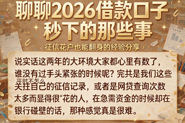 聊聊2026借款口子秒下的那些事,征信花户也能翻身的经验分享