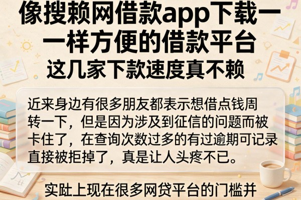 像搜赖网借款app下载一样方便的借款平台，这几家下款速度真不赖