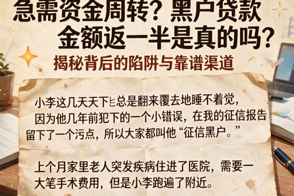 急需资金周转？黑户贷款金额返一半是真的吗？揭秘背后的陷阱与靠谱渠道