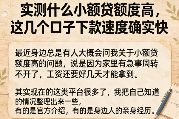 实测什么小额贷额度高，这几个口子下款速度确实快