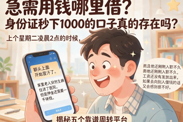 急需用钱哪里借？身份证秒下1000的口子真的存在吗？揭秘五个靠谱周转平台