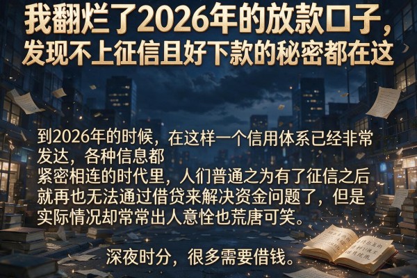 我翻烂了2026年的放款口子，发现不上征信且好下款的秘密都在这