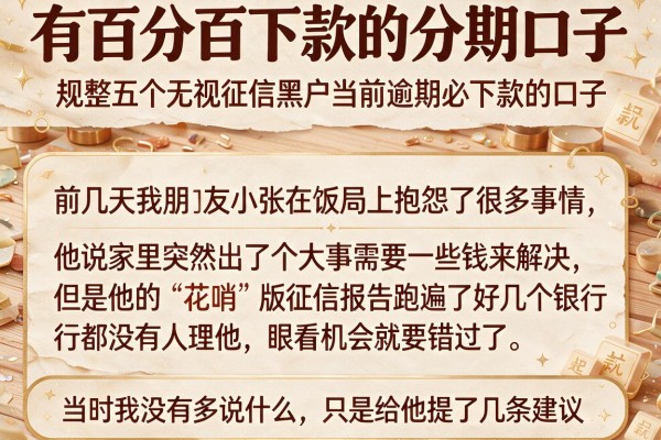 有百分百下款的分期口子，规整五个无视征信黑户当前逾期必下款的口子