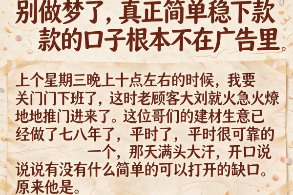 别做梦了，真正简单稳下款的口子根本不在广告里