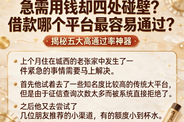 急需用钱却四处碰壁？借款哪个平台最容易通过？揭秘五大高通过率神器