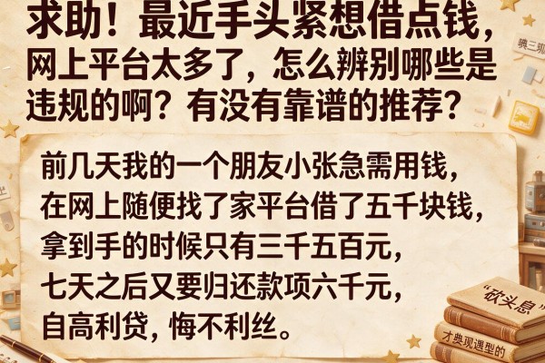 求助！最近手头紧想借点钱，网上平台太多了，怎么辨别哪些是违规的啊？有没有靠谱的推荐？