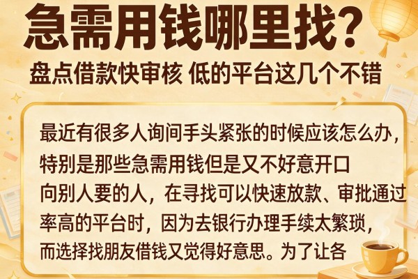 急需用钱哪里找？盘点借款快审核低的平台这几个不错