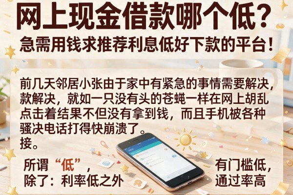网上现金借款哪个低?急需用钱求推荐利息低好下款的平台!
