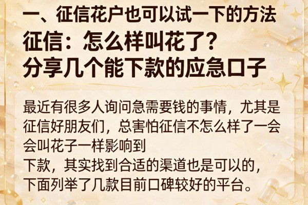 征信怎么样叫花了?分享几个能下款的应急口子