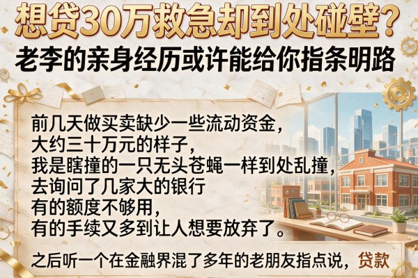 想贷30万救急却到处碰壁？老李的亲身经历或许能给你指条明路
