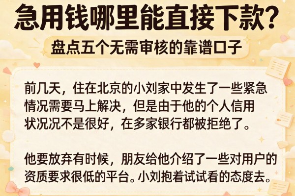 急用钱哪里能直接下款？盘点五个无需审核的靠谱口子