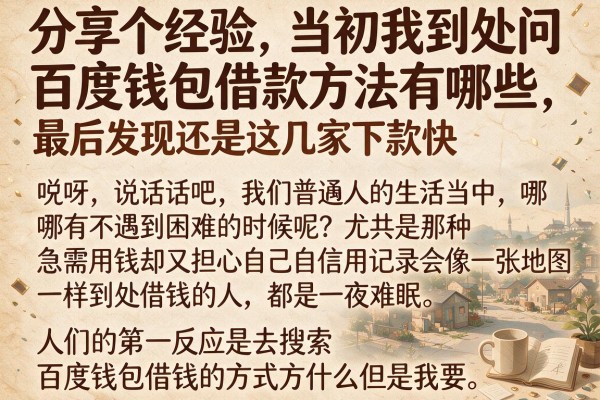 分享个经验,当初我到处问百度钱包借款方法有哪些,最后发现还是这几家下款快