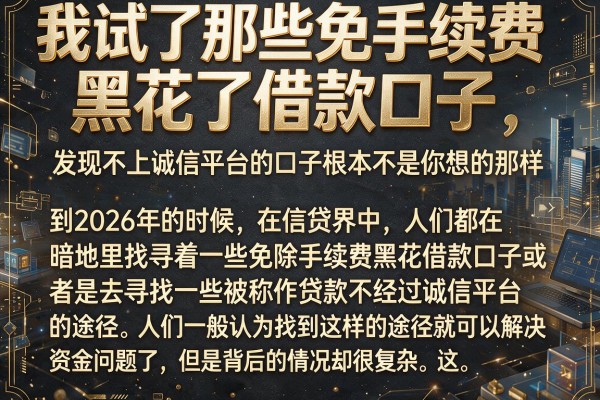 我试了那些免手续费黑花了借款口子，发现不上诚信平台的口子根本不是你想的那样
