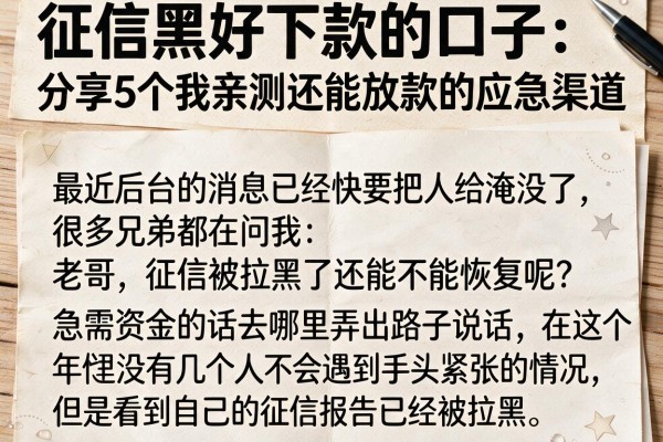 征信黑好下款的口子：分享5个我亲测还能放款的应急渠道