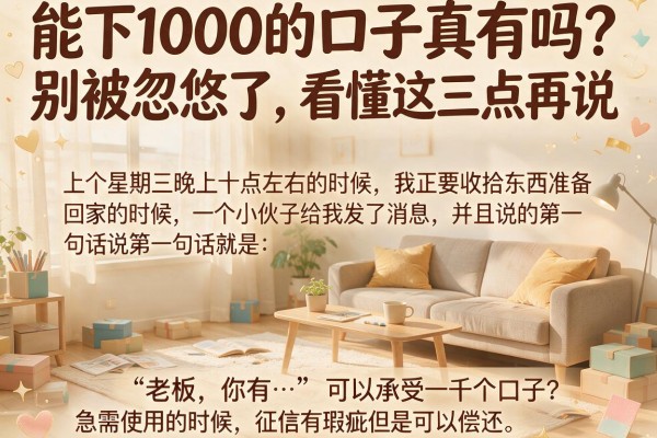 能下1000的口子真有吗？别被忽悠了，看懂这三点再说