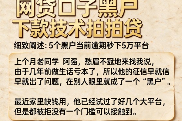 网贷口子黑户下款技术拍拍贷，细致阐述5个黑户当前逾期秒下5万平台