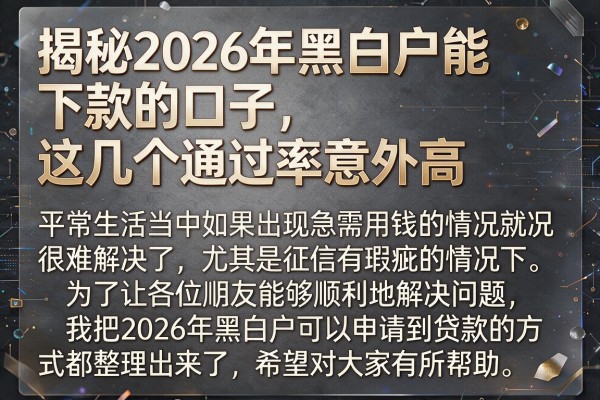 揭秘2026年黑白户能下款的口子，这几个通过率意外高