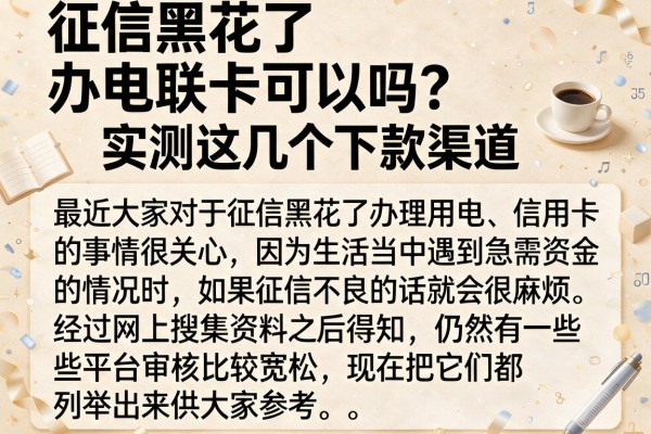 征信黑花了办电联卡可以吗？实测这几个下款渠道