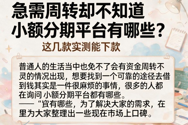 急需周转却不知道小额分期平台有哪些？这几款实测能下款