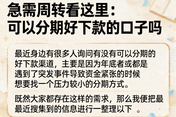 急需周转看这里：可以分期好下款的口子吗我分享这几个
