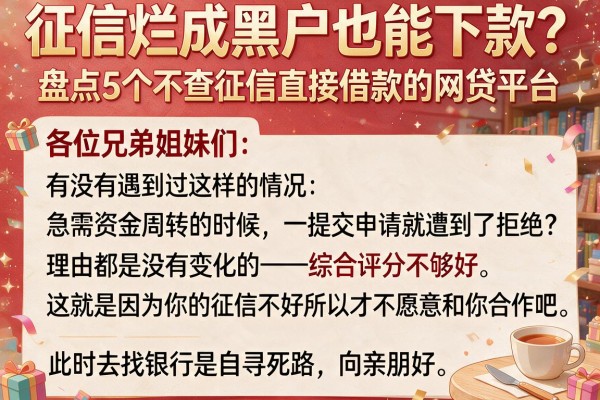 征信烂成黑户也能下款？盘点5个不查征信直接借款的网贷平台