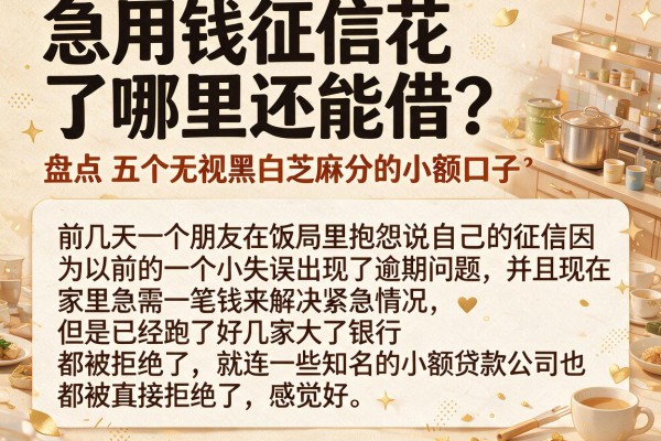 急用钱征信花了哪里还能借？盘点五个无视黑白芝麻分的小额口子