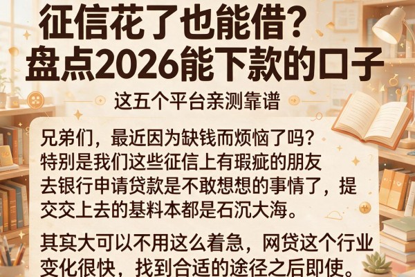 征信花了也能借？盘点2026能下款的口子，这五个平台亲测靠谱