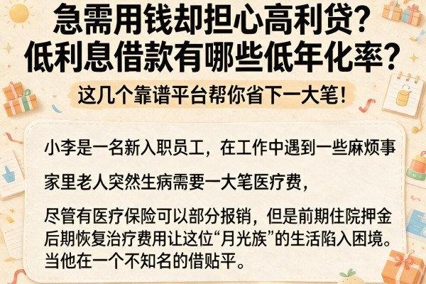 急需用钱却担心高利贷？低利息借款有哪些低年化率？这几个靠谱平台帮你省下一大笔！