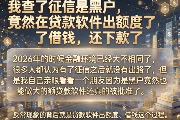 我查了征信是黑户，竟然在贷款软件出额度了借钱，还下款了