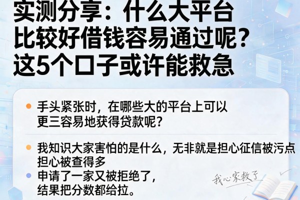 实测分享:什么大平台比较好借钱容易通过呢?这5个口子或许能救急