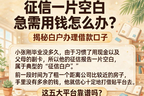 征信一片空白急需用钱怎么办？揭秘白户办理借款口子，这五大平台靠谱吗？