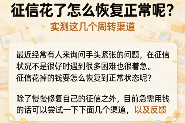 征信花了怎么恢复正常呢？实测这几个周转渠道