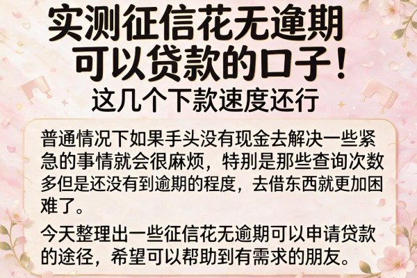 实测征信花无逾期可以贷款的口子，这几个下款速度还行