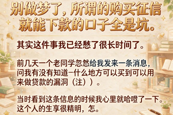 别做梦了，所谓的购买征信就能下款的口子全是坑