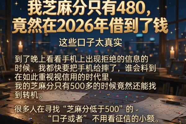 我芝麻分只有480，竟然在2026年借到了钱，这些口子太真实