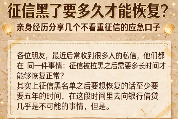 征信黑了要多久才能恢复？亲身经历分享几个不看重征信的应急口子