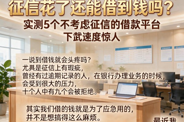 征信花了还能借到钱吗？实测5个不考虑征信的借款平台，下款速度惊人