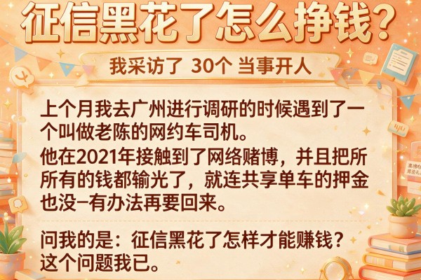 征信黑花了怎么挣钱？我采访了30个当事人，真相扎心