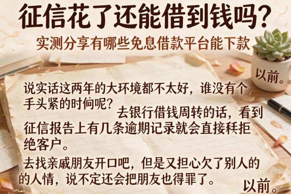 征信花了还能借到钱吗？实测分享有哪些免息借款平台能下款