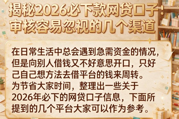 揭秘2026必下款网贷口子：审核容易忽视的几个渠道