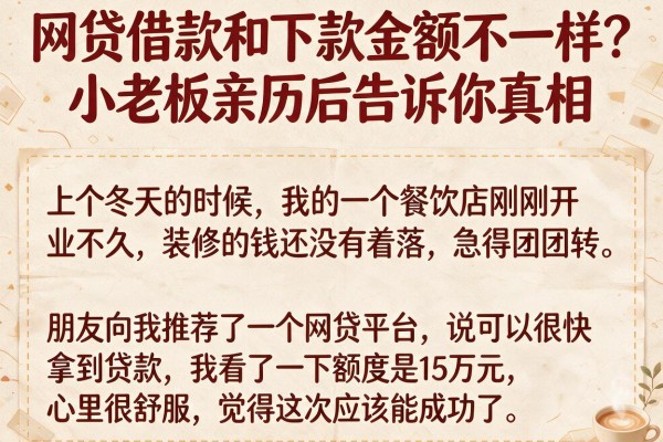 网贷借款和下款金额不一样？小老板亲历后告诉你真相