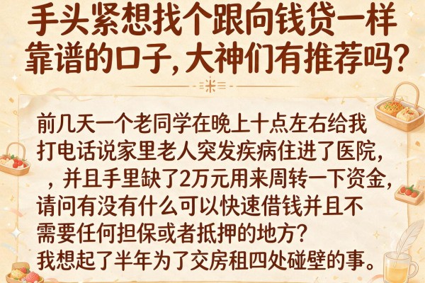 手头紧想找个跟向钱贷一样靠谱的口子，大神们有推荐吗？