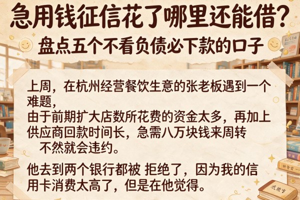 急用钱征信花了哪里还能借？盘点五个不看负债必下款的口子