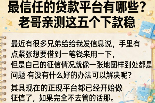 最信任的贷款平台有哪些？老哥亲测这五个下款稳