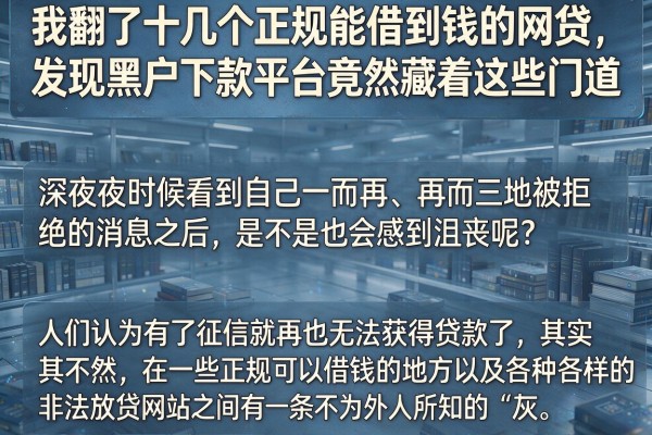 我翻了十几个正规能借到钱的网贷，发现黑户下款平台竟然藏着这些门道