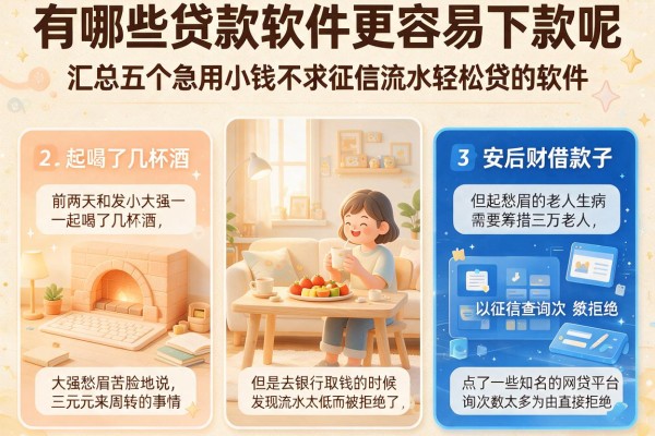 有哪些贷款软件更容易下款呢，汇总五个急用小钱不求征信流水轻松贷的软件