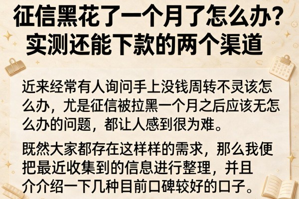 征信黑花了一个月了怎么办?实测还能下款的两个渠道
