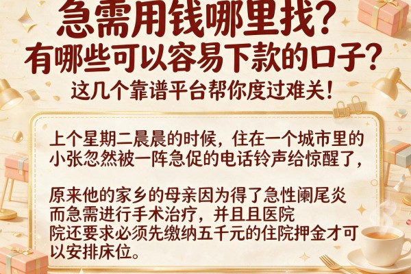 急需用钱哪里找？有哪些可以容易下款的口子？这几个靠谱平台帮你度过难关！