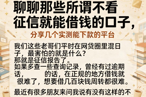 聊聊那些所谓不看征信就能借钱的口子，分享几个实测能下款的平台