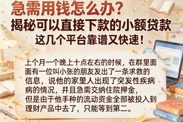 急需用钱怎么办?揭秘可以直接下款的小额贷款,这几个平台靠谱又快速!